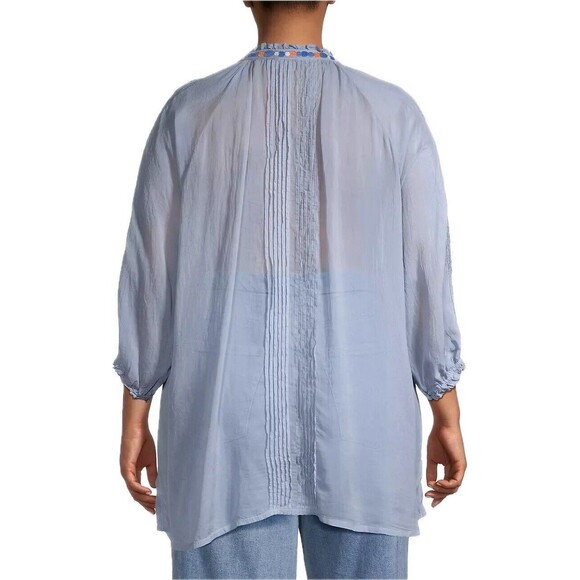 F. Johnny Was 2X Tunic Multicolor Blouse 3/4 Sleeve Round Neck NWT $295 - Picture 2 of 8